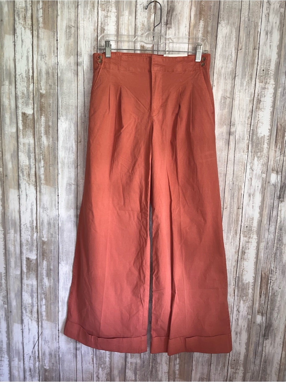American Eagle Poplin Pull On Wide Leg Pants Lyocell Blend Rust Size 2 NWT - Picture 2 of 5